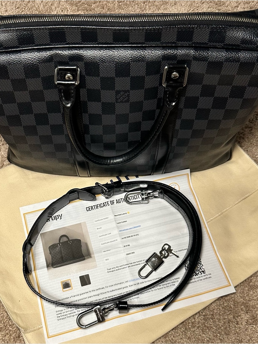 Authentic Louis Vuitton Damier Graphite Briefcase / Business Bag